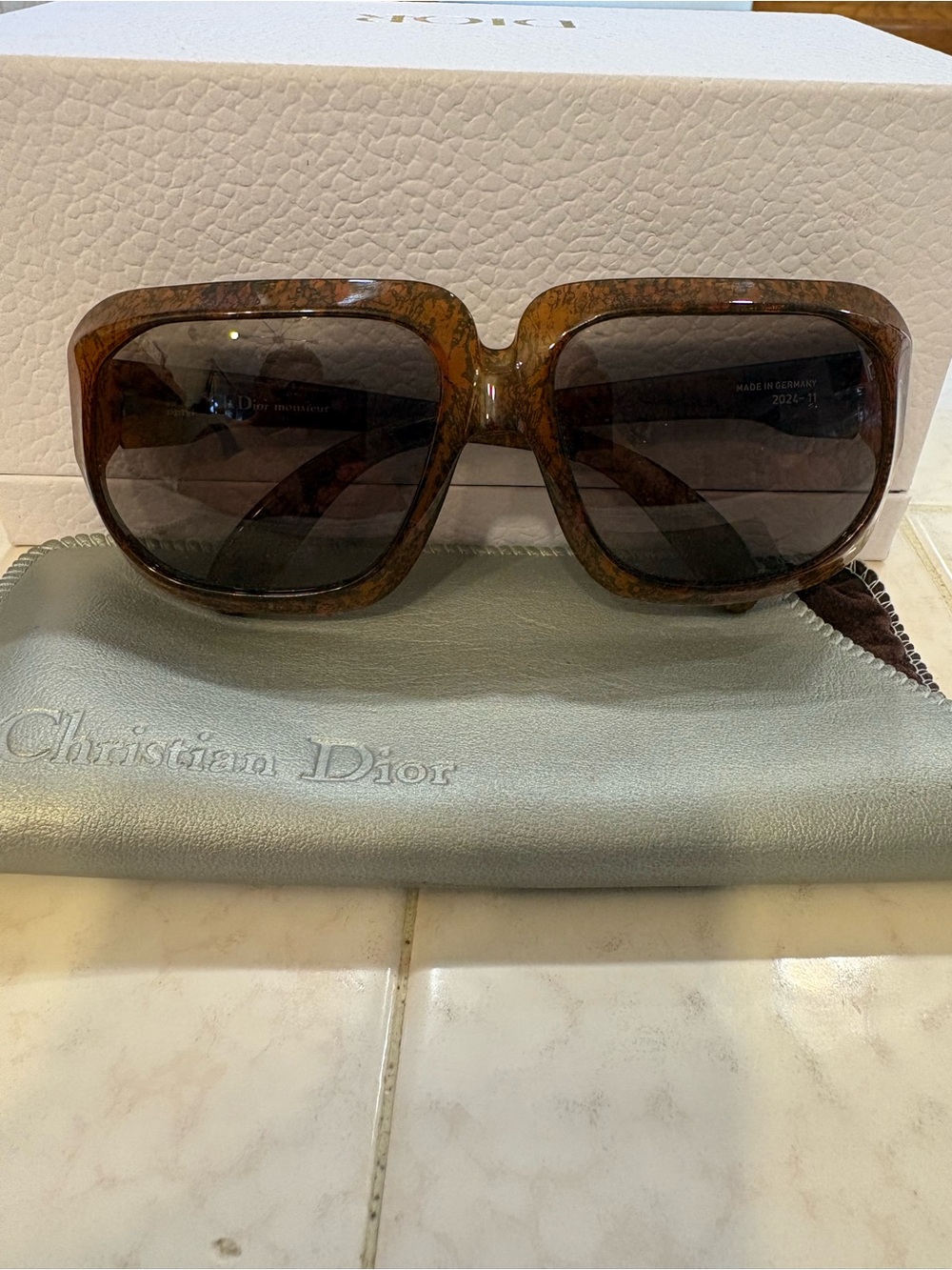 Dior Women's Tortoiseshell Brown Oversized Square Sunglasses